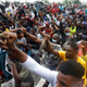 Protesters at the Lekki toll gate in Lagos.